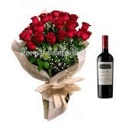 bouquet 12 rosa y vino