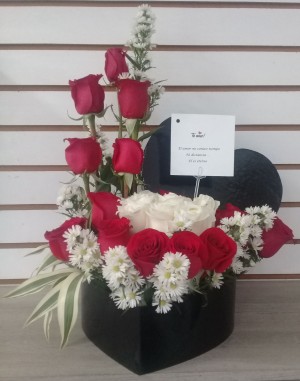 caja corazon rojo y blanco